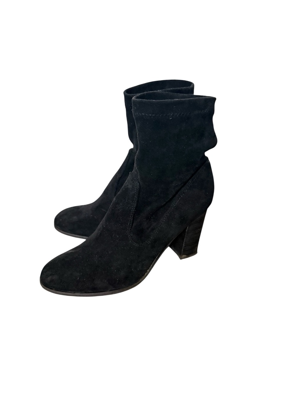 DOLCE VITA Shanda Stretch Shaft Black Suede Block Heel Ankle Boots